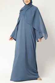 Elegant Modest Maxi Dress with Flared Sleeves – Abaya Style for Muslim
